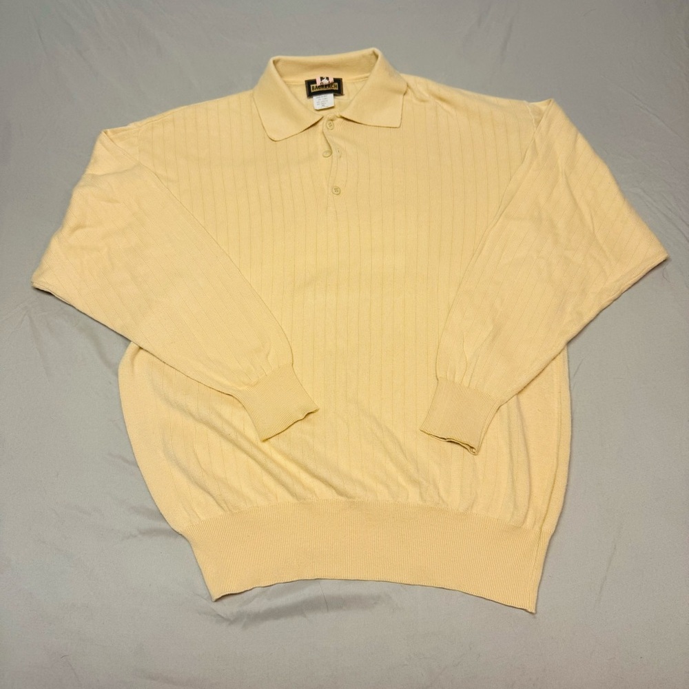 Bachrach Polo Shirt Mens XL Textured Knit Cotton Modal Made in Italy T20